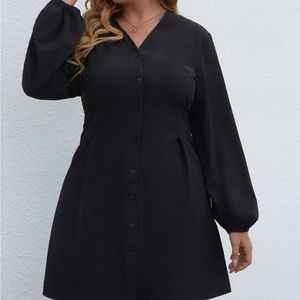 Women’s plus size dress.  Black , button front, a line cut casual dress